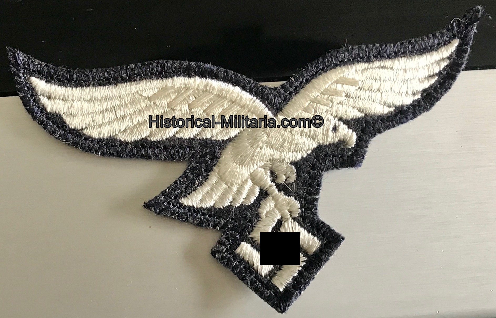 Luftwaffe EM/ NCO breast eagle machine embroidered on GREYblue edged - Brustadler Luftwaffe Mannschaft auf GRAUblau umbörtelt - Aquila da petto della Luftwaffe su panno GRIGIOblu con bordino Luftwaffe EM/ NCO breast eagle machine embroidered on GREYblue edged - Brustadler Luftwaffe Mannschaft auf GRAUblau umbörtelt - Aquila da petto della Luftwaffe su panno GRIGIOblu con bordino
