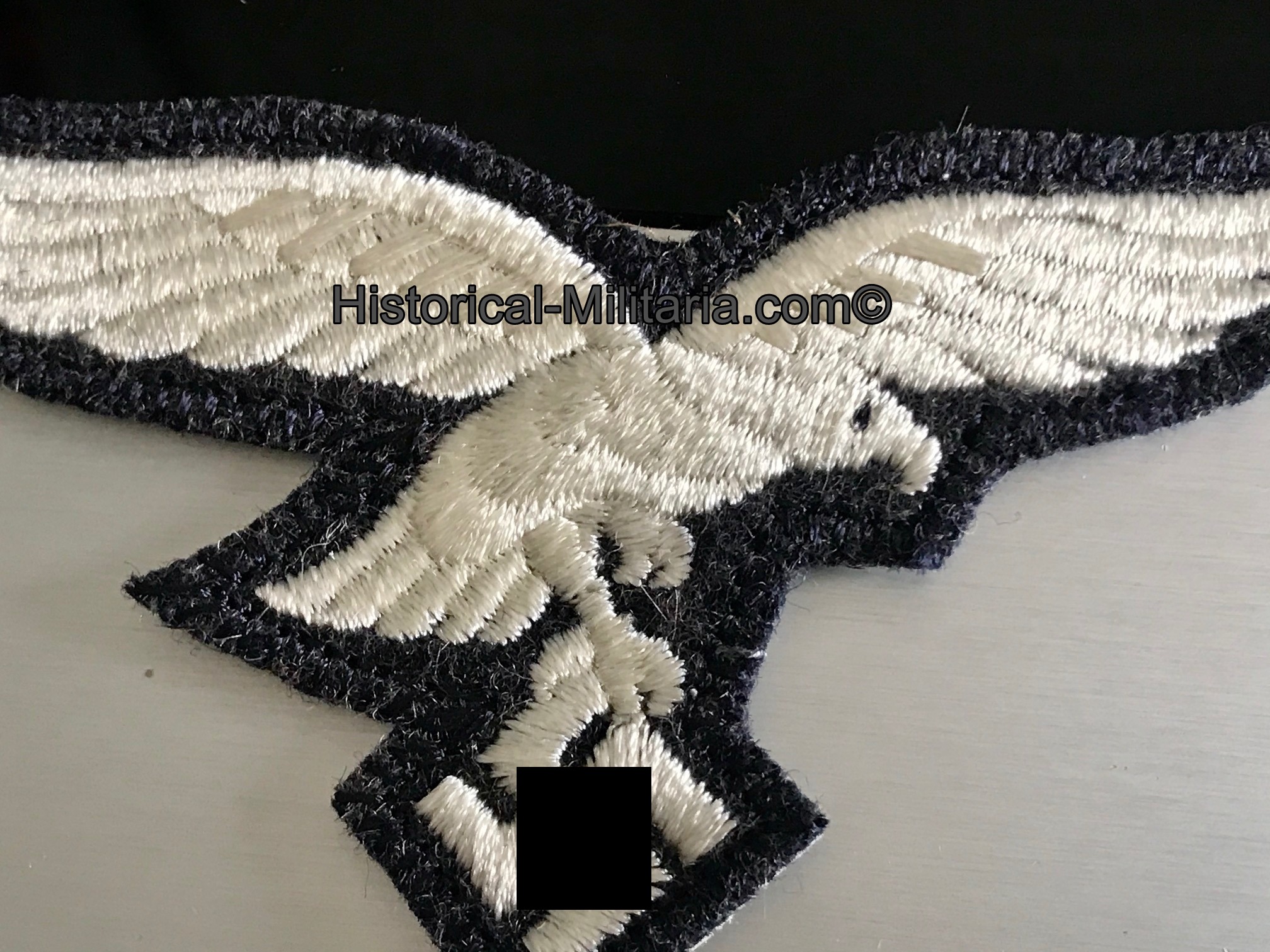 Luftwaffe EM/ NCO breast eagle machine embroidered on GREYblue edged - Brustadler Luftwaffe Mannschaft auf GRAUblau umbörtelt - Aquila da petto della Luftwaffe su panno GRIGIOblu con bordino Luftwaffe EM/ NCO breast eagle machine embroidered on GREYblue edged - Brustadler Luftwaffe Mannschaft auf GRAUblau umbörtelt - Aquila da petto della Luftwaffe su panno GRIGIOblu con bordino