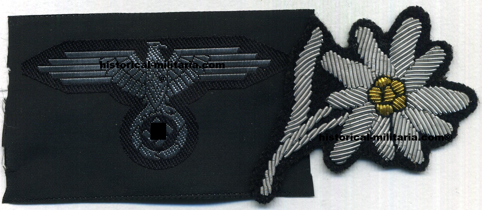 Waffen-SS Mountain Troops Officer SET SS Edelweiss + woven Officer eagle - SET SS Offizier Gebirgsjäger SS Mützenedelweiss + gewebter SS Mützenadler silber Offizier - SET da Ufficiale cacciatori SS Jager aquila argento tipo bevo + Edelweiss SS Waffen-SS Mountain Troops Officer SET SS Edelweiss + woven Officer eagle - SET SS Offizier Gebirgsjäger SS Mützenedelweiss + gewebter SS Mützenadler silber Offizier - SET da Ufficiale cacciatori SS Jager aquila argento tipo bevo + Edelweiss SS