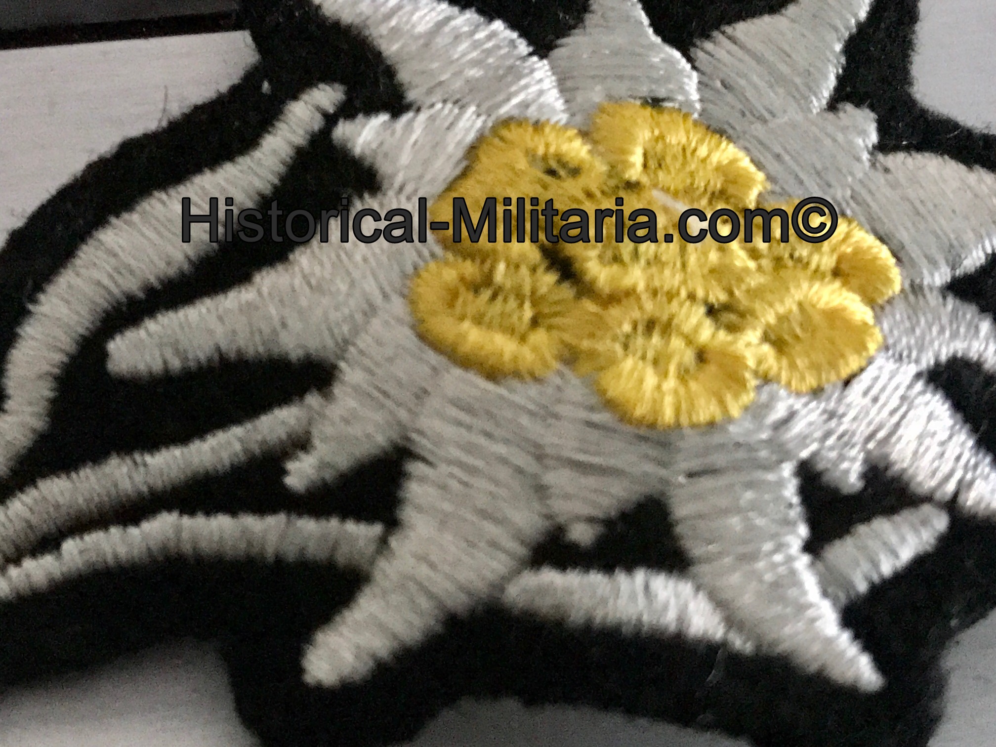 Waffen-SS Mountain Troops EM/ NCO machine-embroidered side cap Edelweiss for fieldcap mountain troops - SS Mützenedelweiss Gebirgsjäger Feldmütze Mannschaften - SS Edelweiss per la Bergmütze dei cacciatori SS Waffen-SS Mountain Troops EM/ NCO machine-embroidered side cap Edelweiss for fieldcap mountain troops - SS Mützenedelweiss Gebirgsjäger Feldmütze Mannschaften - SS Edelweiss per la Bergmütze dei cacciatori SS