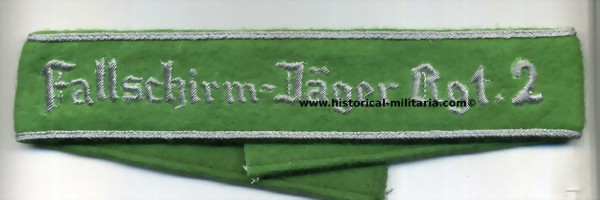 Luftwaffe Fallschirm-Jäger Rgt.2 Officer cuff title hand-embroidered in silver metallic threads - Ärmelband FJR 2 Offizier - Fascia da braccio FJR 2 da Ufficiale Fallschirmjager Regiment 2 Luftwaffe Fallschirm-Jäger Rgt.2 Officer cuff title hand-embroidered in silver metallic threads - Ärmelband FJR 2 Offizier - Fascia da braccio FJR 2 da Ufficiale Fallschirmjager Regiment 2