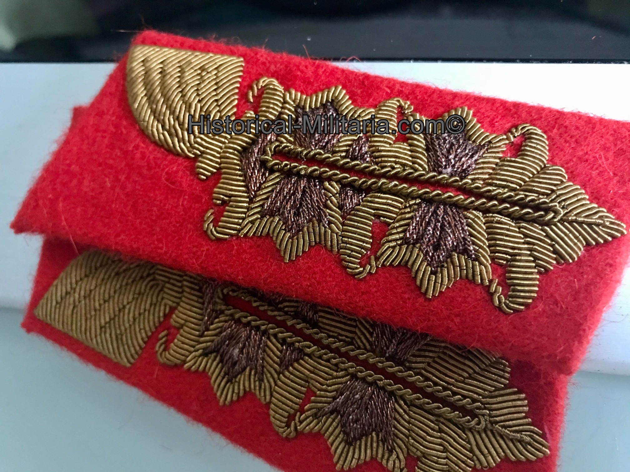 German Army General collar tabs in two-tone old looking golden threads - Kragenspiegel General der Wehrmacht Antik - Mostrine della Generalità tedesca aspetto antico esercito tedesco German Army General collar tabs in two-tone old looking golden threads - Kragenspiegel General der Wehrmacht Antik - Mostrine della Generalità tedesca aspetto antico esercito tedesco