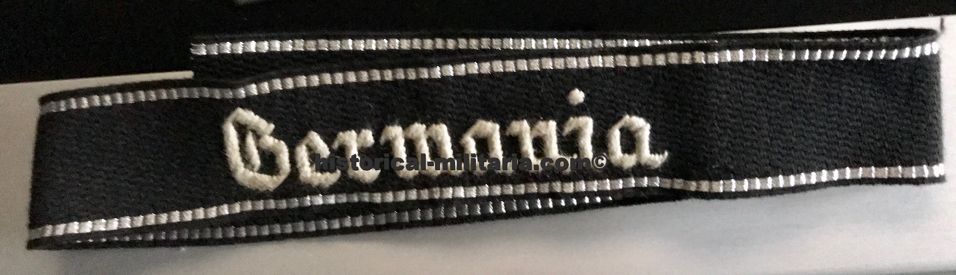 SS-VT 1st Pattern " Germania " EM/ NCO cuff title - SS-Verfügungstruppe Ärmelband Mannschaften im SS-Regiment 2 " Germania " Fascia da braccio da truppa SS-VT 1st Pattern " Germania " EM/ NCO cuff title - SS-Verfügungstruppe Ärmelband Mannschaften im SS-Regiment 2 " Germania " Fascia da braccio da truppa