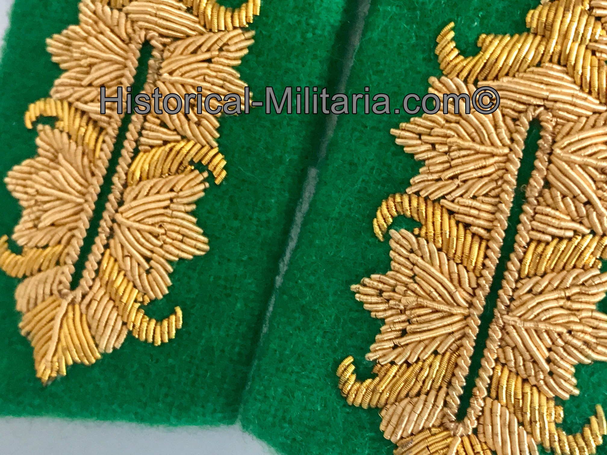 Ordnungspolizei Polizei-Division General SS Kragenspiegel Goldmetallfaden - SS Police-Division General collar tabs in bullion wire on medium green - Mostrine da Generale della polizia d'ordinanza tedesca SS Ordnungspolizei Polizei-Division General SS Kragenspiegel Goldmetallfaden - SS Police-Division General collar tabs in bullion wire on medium green - Mostrine da Generale della polizia d'ordinanza tedesca SS