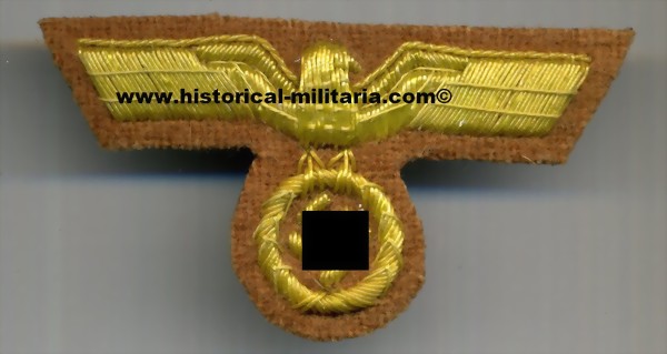 German Wehrmacht General cap eagle DAK YELLOW CELLEON on Africa brown - Schiffchenadler Deutscher Afrika Korps gelber Faden - Aquila da bustina dell'esercito tedesco DAK filo giallo German Wehrmacht General cap eagle DAK YELLOW CELLEON on Africa brown - Schiffchenadler Deutscher Afrika Korps gelber Faden - Aquila da bustina dell'esercito tedesco DAK filo giallo