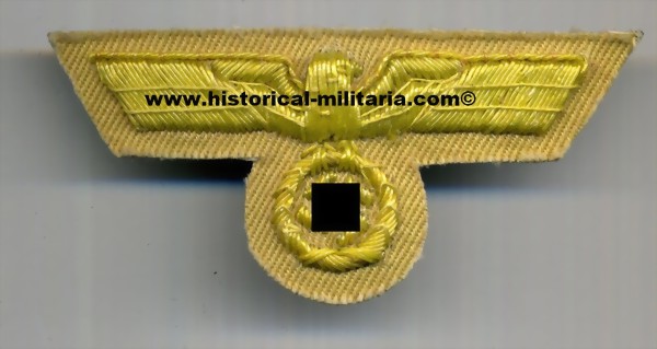German Wehrmacht General cap eagle DAK YELLOW CELLEON on khaki fabric - Schiffchenadler Deutscher Afrika Korps Tropen gelber Faden - Aquila da bustina dell'esercito tedesco DAK filo giallo German Wehrmacht General cap eagle DAK YELLOW CELLEON on khaki fabric - Schiffchenadler Deutscher Afrika Korps Tropen gelber Faden - Aquila da bustina dell'esercito tedesco DAK filo giallo